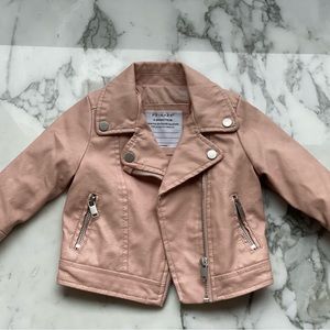 Pink faux leather jacket. 6 - 9 months. Brand: Primark